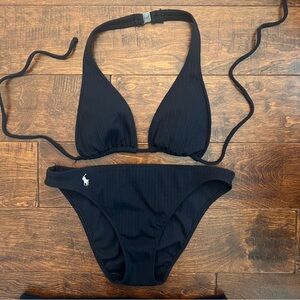 Preppy navy Ralph Lauren swimsuit bikini set and coverup size small